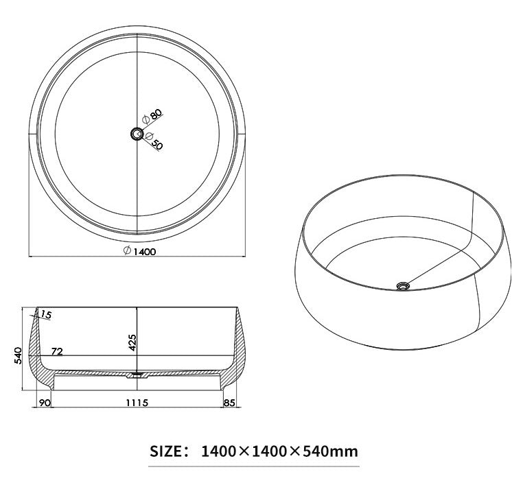 BL-8218 Artificial Stone Bathtub
