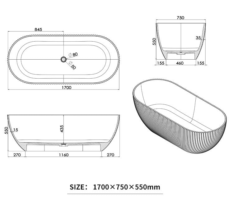 BL-8221 Artificial Stone Bathtub