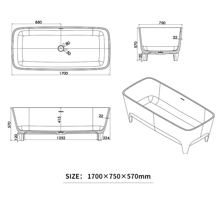 BL-8223 Artificial Stone Bathtub