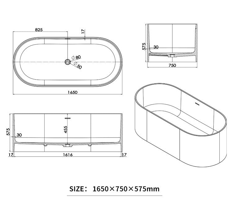 BL-8224 Artificial Stone Bathtub