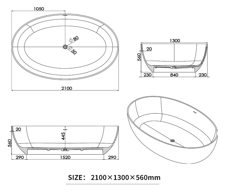 BL-8226 Artificial Stone Bathtub