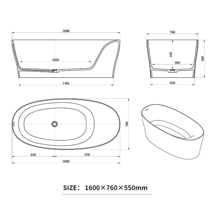 BL-8245 Artificial Stone Bathtub