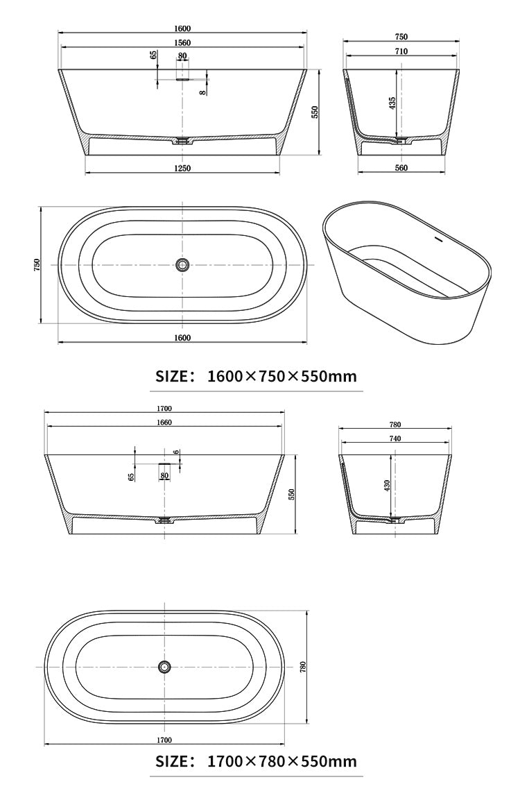 BL-8249 Artificial Stone Bathtub