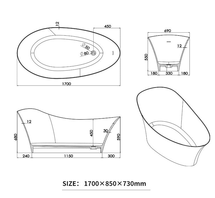 BL-8403 Artificial Stone Bathtub