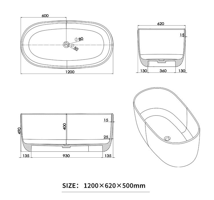 BL-8405 Artificial Stone Bathtub