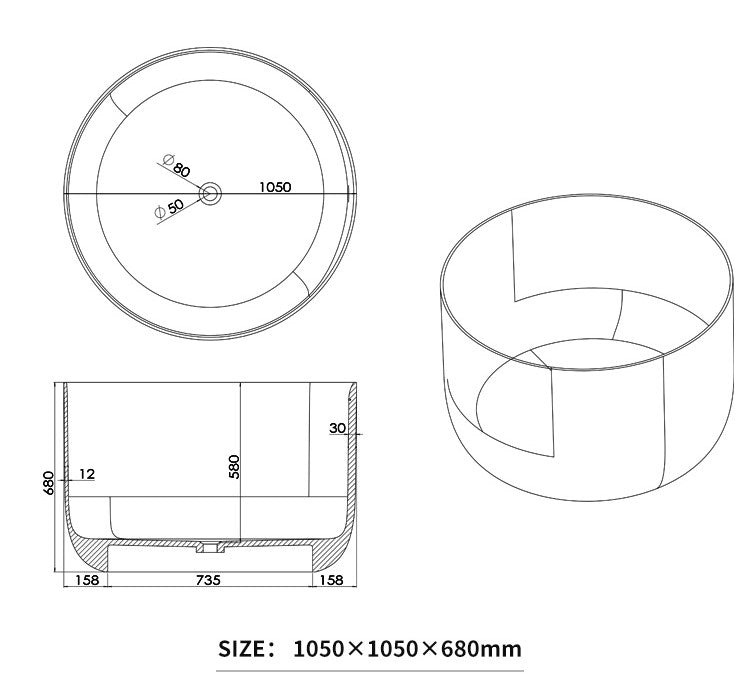 BL-8406 Artificial Stone Bathtub