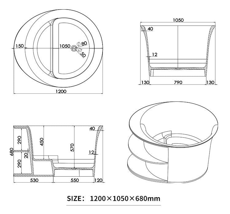BL-8407 Artificial Stone Bathtub