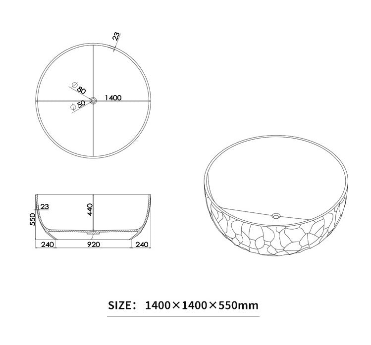 BL-8423 Artificial Stone Bathtub