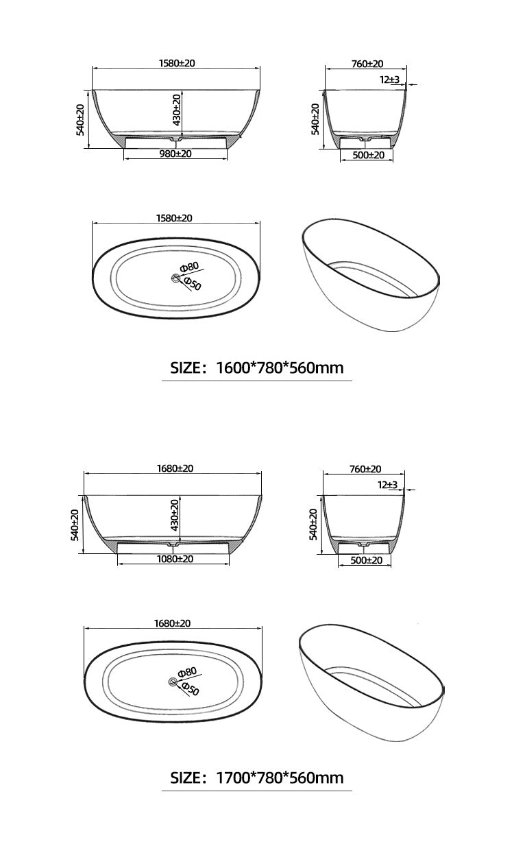 BL-9101 Resin Bathtub