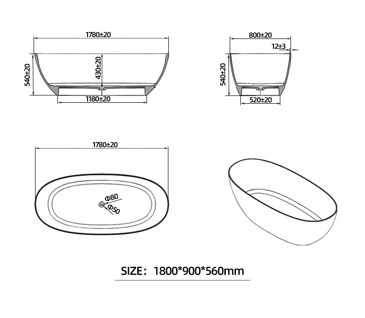 BL-9101 Resin Bathtub