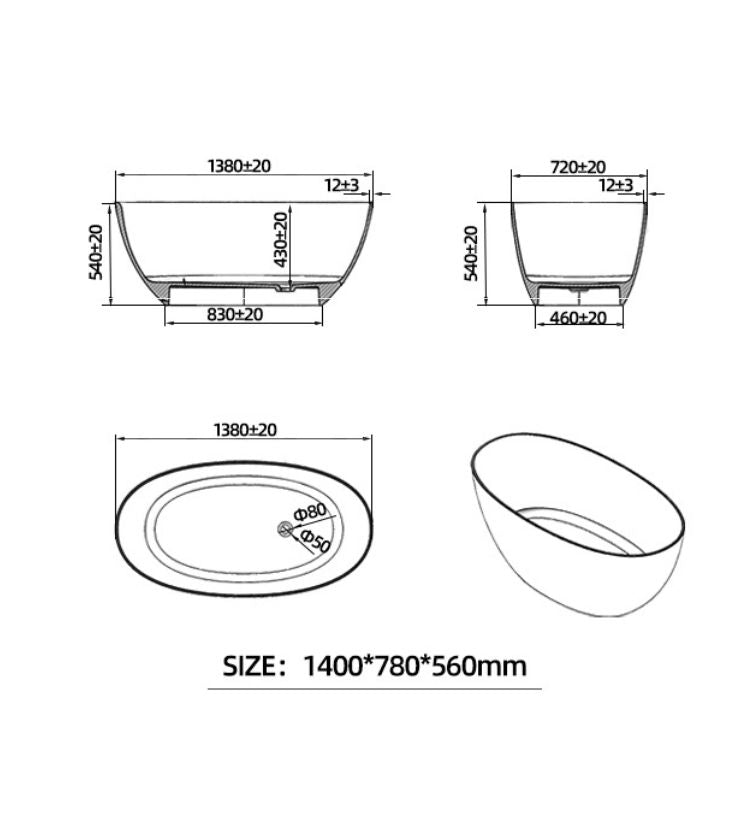 BL-9101 Resin Bathtub