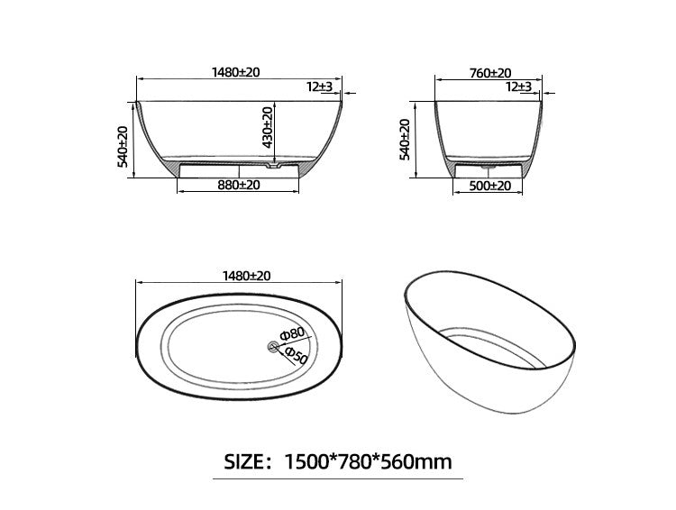 BL-9101 Resin Bathtub
