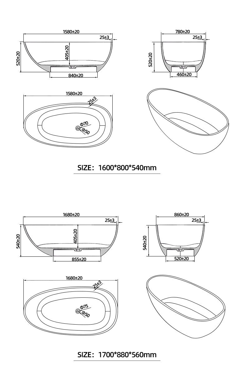 BL-9102 Resin Bathtub