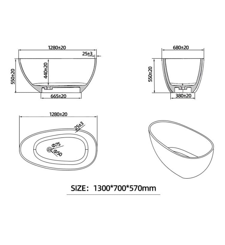 BL-9102 Resin Bathtub