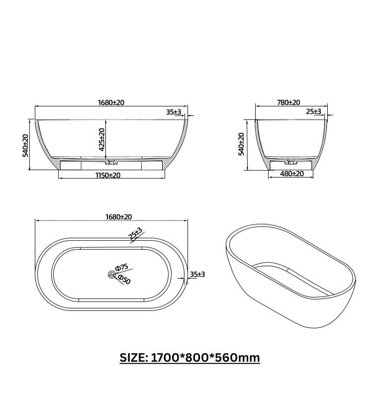 BL-9103 Resin Bathtub