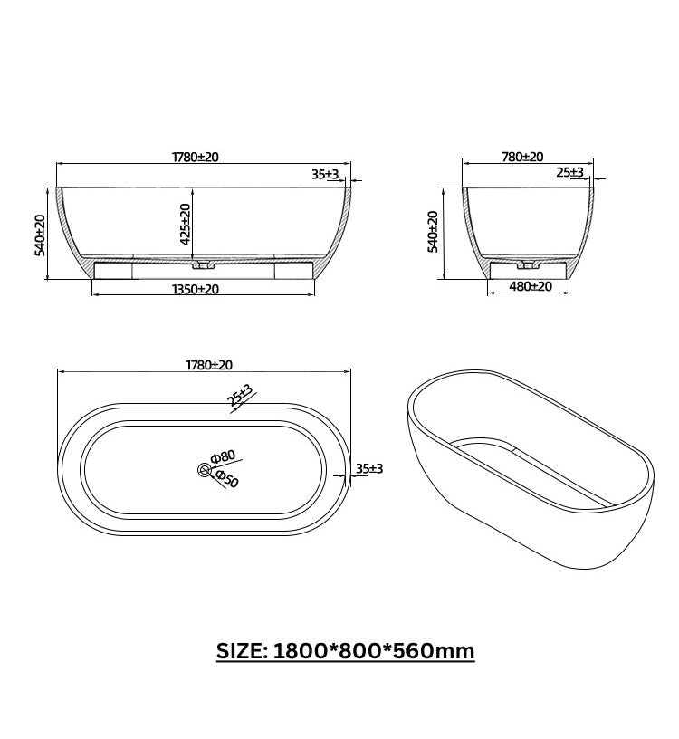 BL-9103 Resin Bathtub