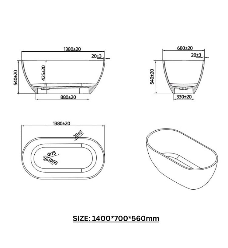 BL-9103 Resin Bathtub