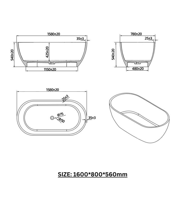 BL-9103 Resin Bathtub