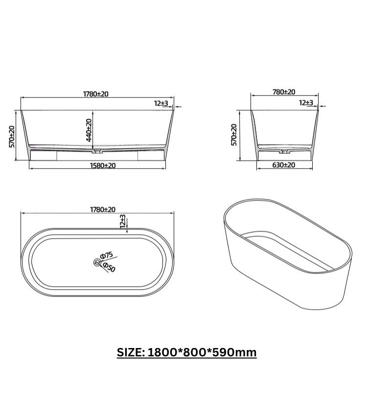BL-9104 Resin Bathtub