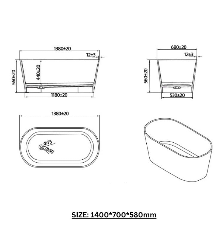 BL-9104 Resin Bathtub