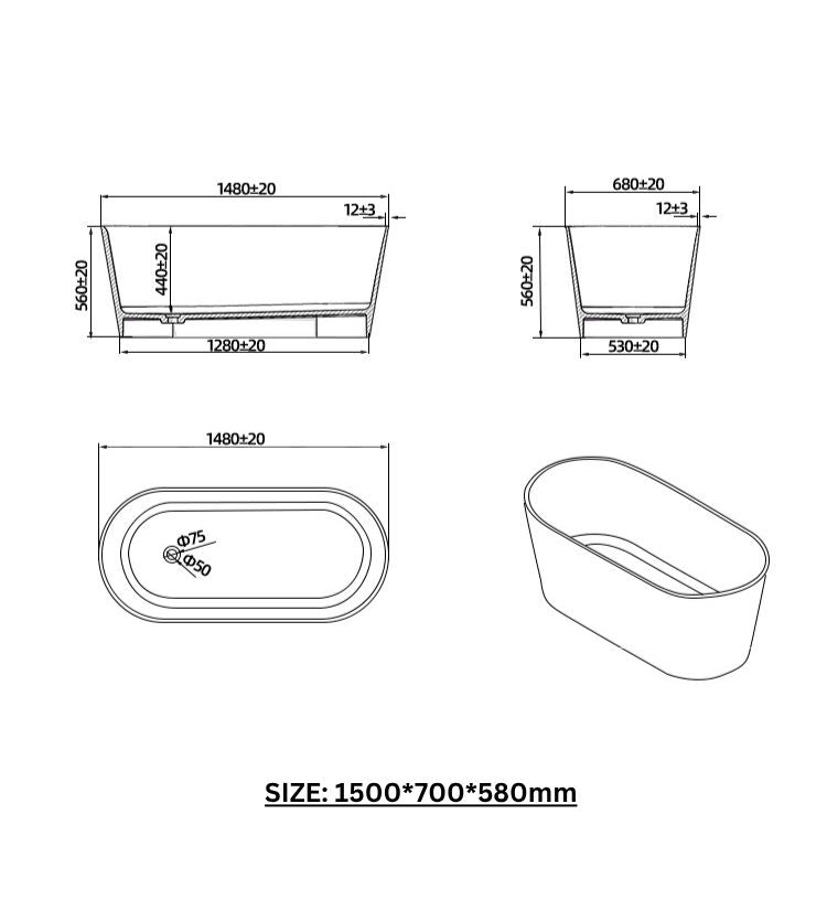 BL-9104 Resin Bathtub