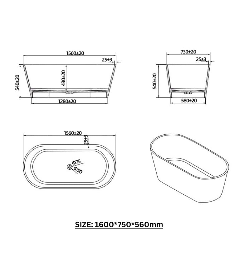 BL-9104 Resin Bathtub