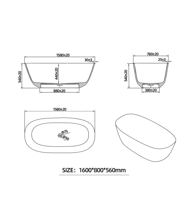 BL-9105 Resin Bathtub