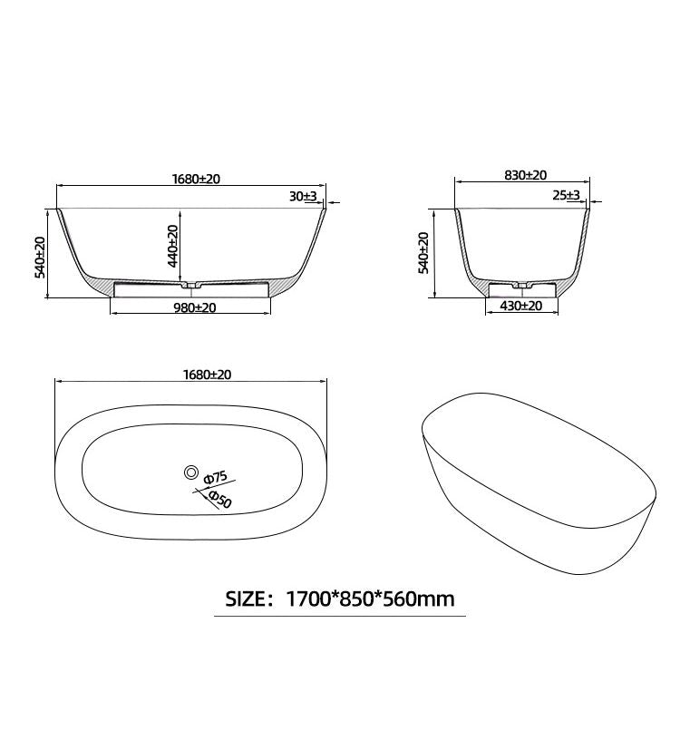 BL-9105 Resin Bathtub