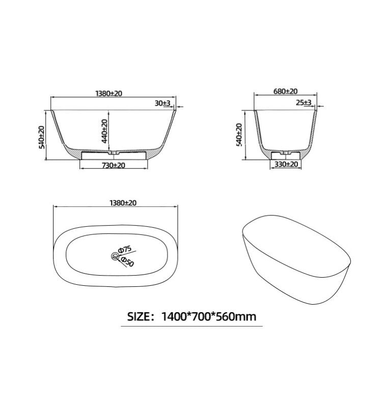 BL-9105 Resin Bathtub