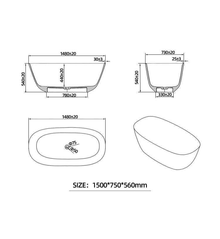 BL-9105 Resin Bathtub