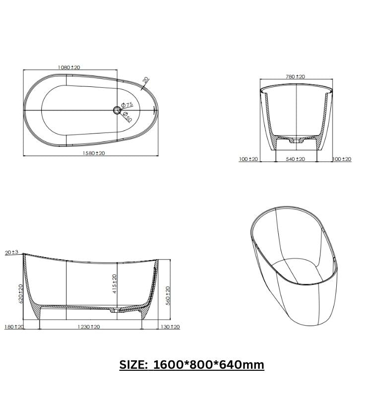 BL-9106 Resin Bathtub
