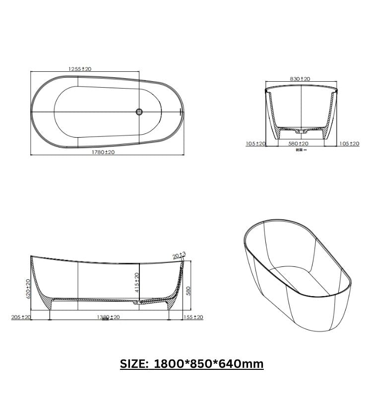 BL-9106 Resin Bathtub
