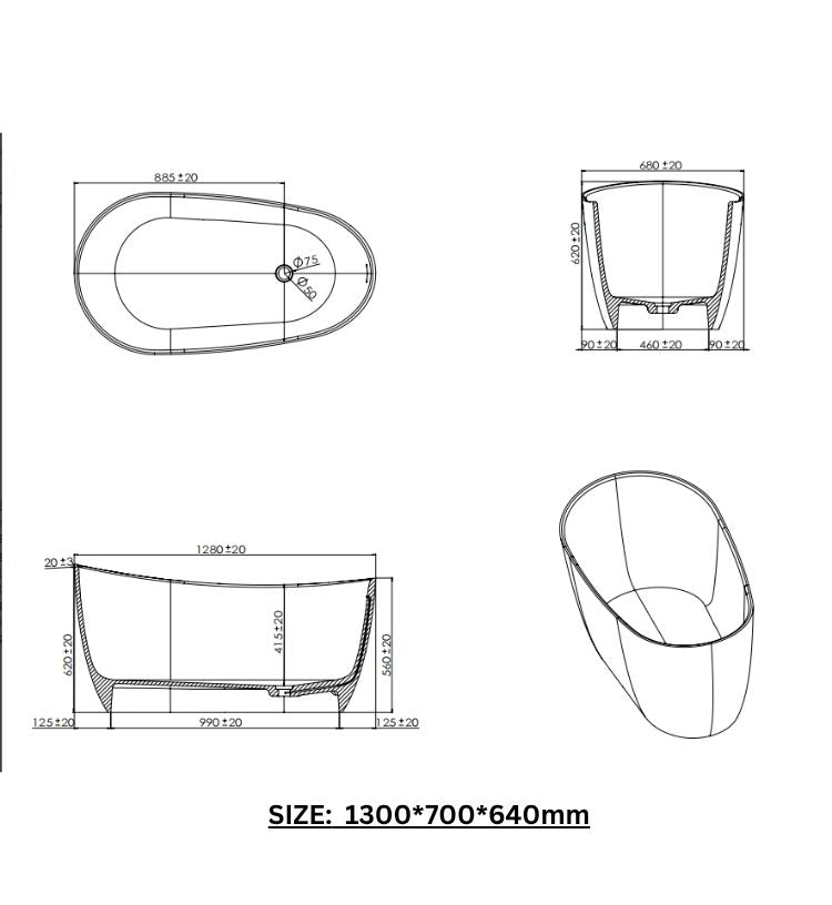 BL-9106 Resin Bathtub