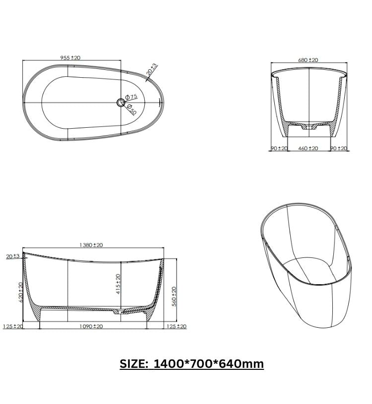 BL-9106 Resin Bathtub
