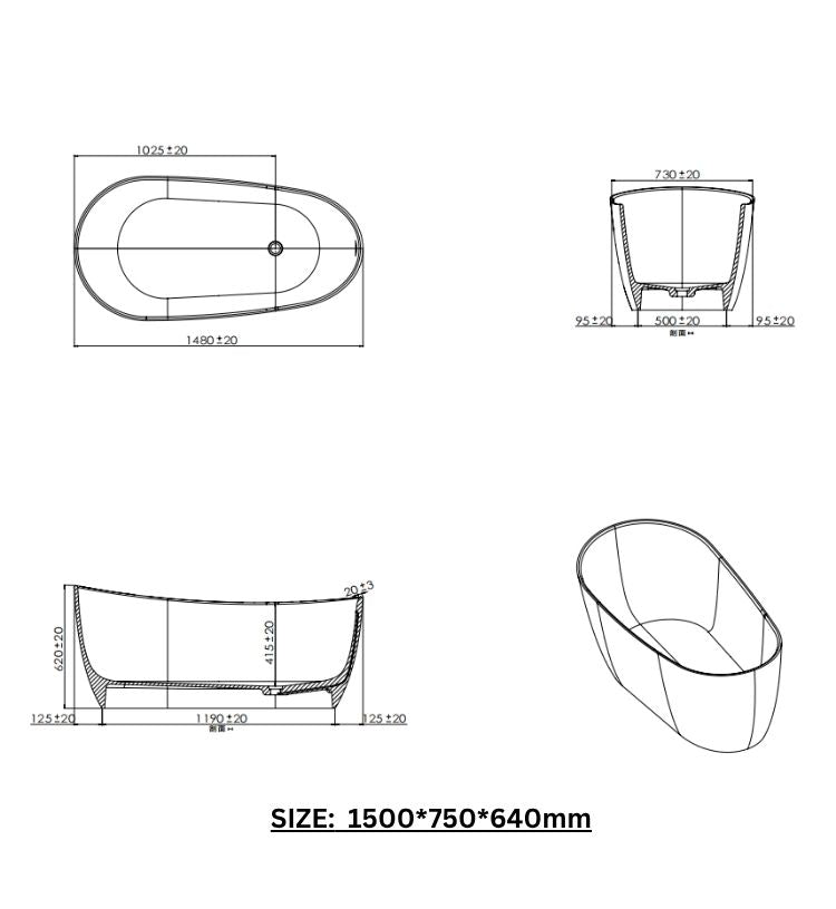 BL-9106 Resin Bathtub