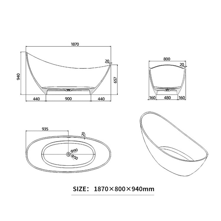 BL-9107 Resin Bathtub