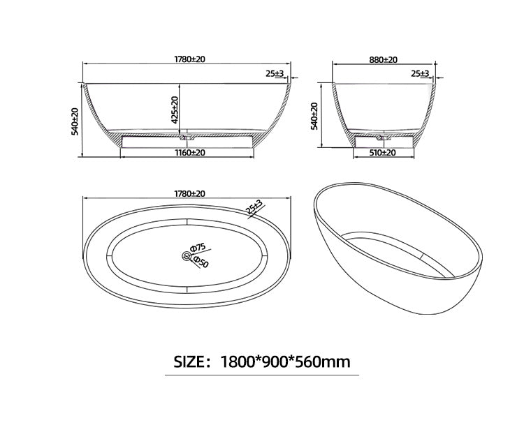 BL-9110 Resin Bathtub