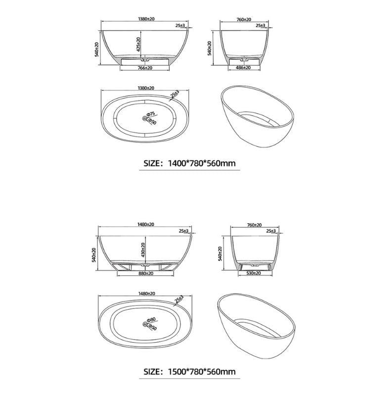 BL-9110 Resin Bathtub