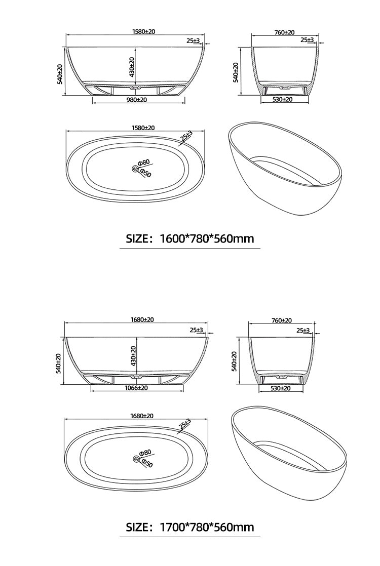 BL-9110 Resin Bathtub