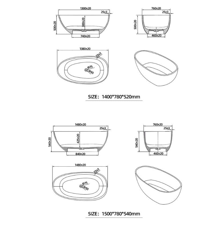 BL-9111 Resin Bathtub