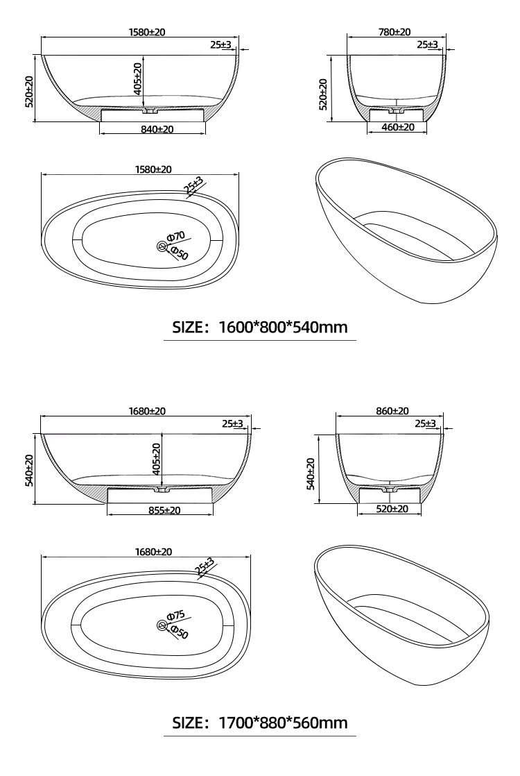 BL-9111 Resin Bathtub