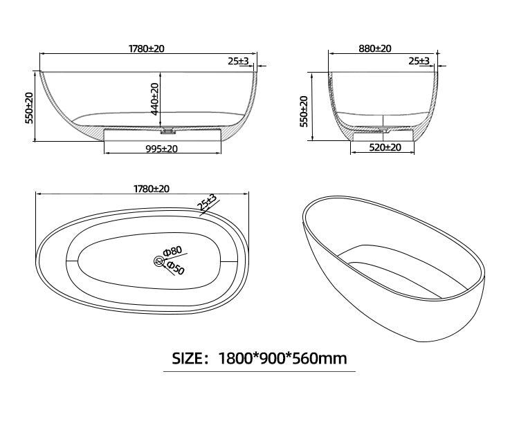 BL-9111 Resin Bathtub