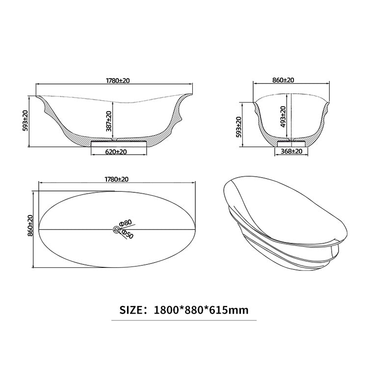 BL-9114 Resin Bathtub