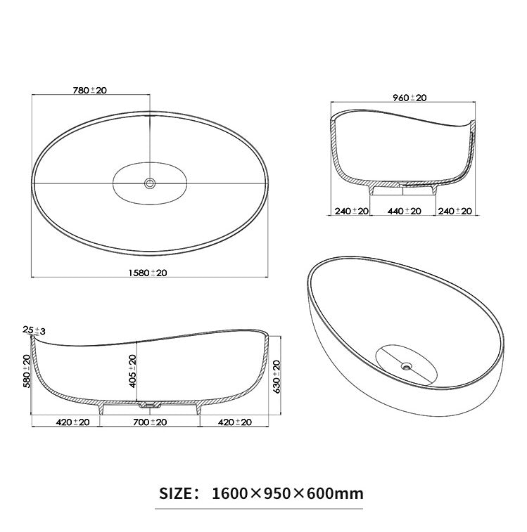 BL-9115 Resin Bathtub