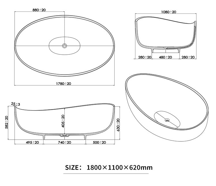 BL-9115 Resin Bathtub