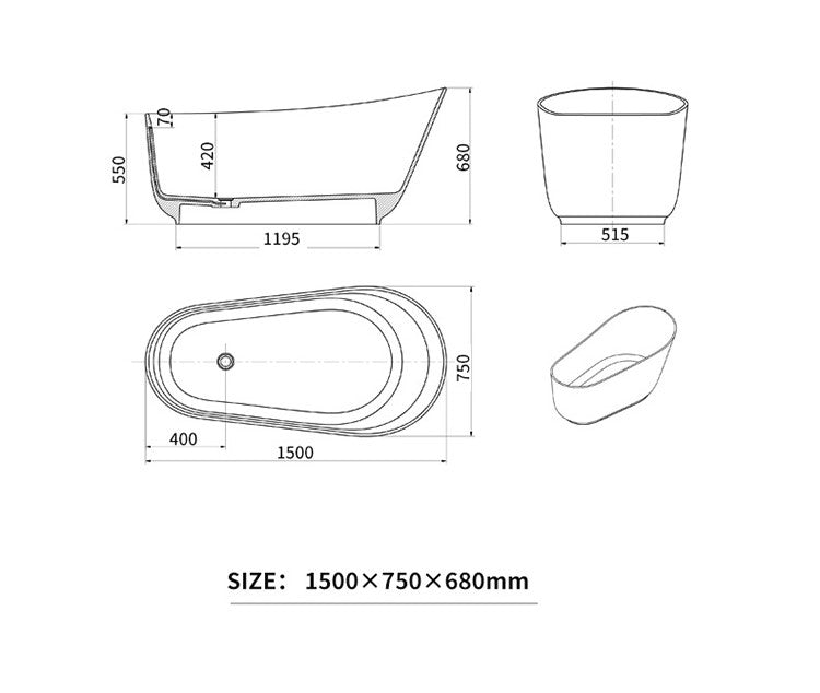 BL-9209 Resin Bathtub