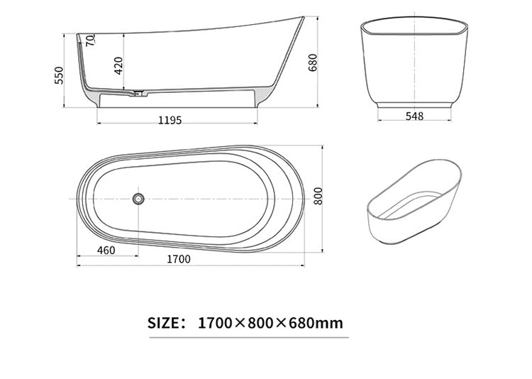 BL-9209 Resin Bathtub