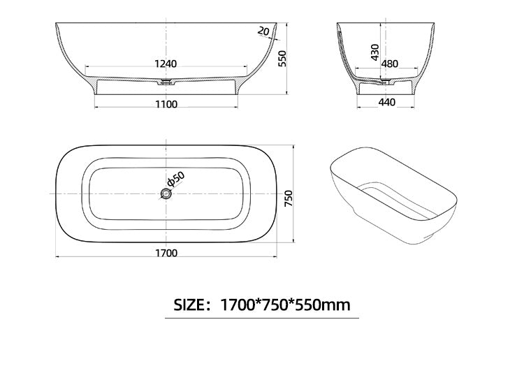 BL-9210 Resin Bathtub