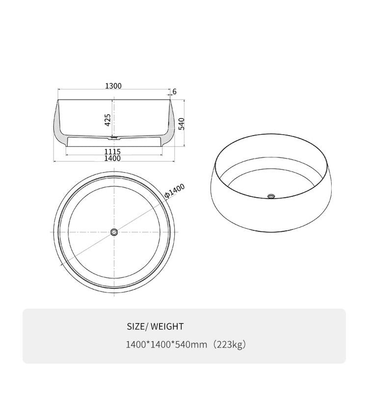 BL-9212 Resin Bathtub