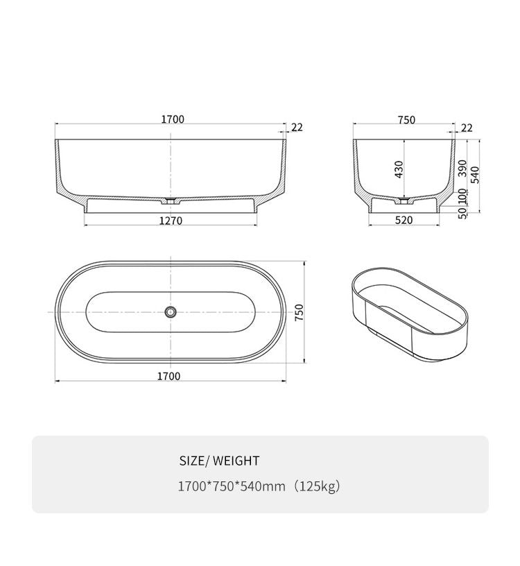 BL-9214 Resin Bathtub